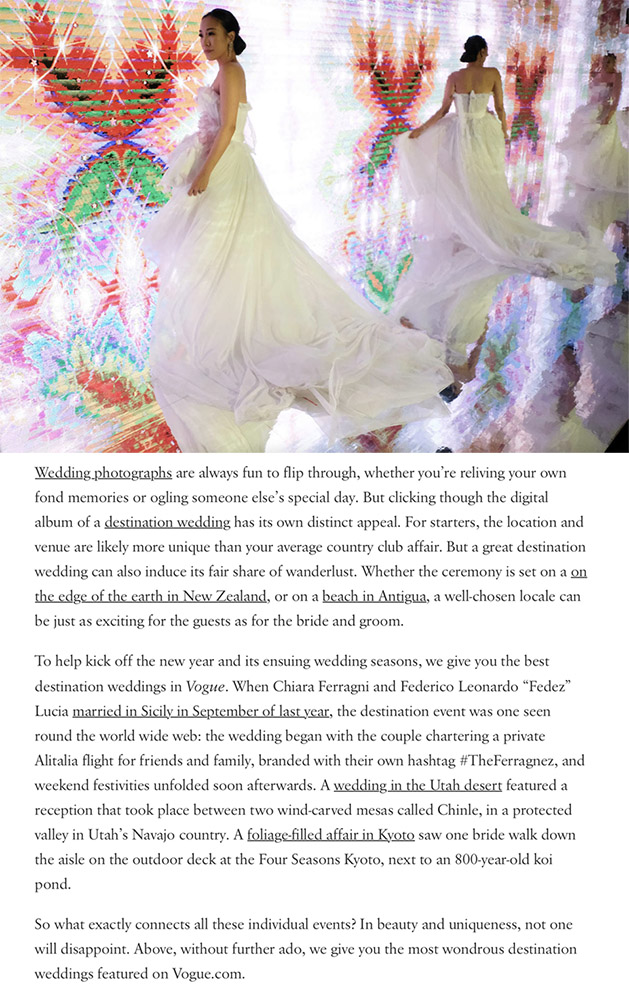 The Most Extravagant and Enviable Destination Weddings — Vogue, Sugokuii Events